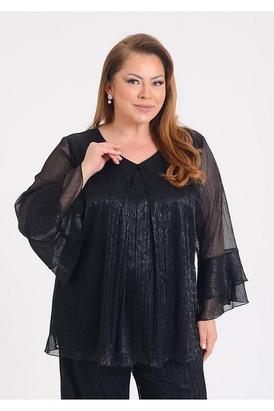 LİLAS XXL Bluză de rochie de seară cu decolteu în V de mărime mare