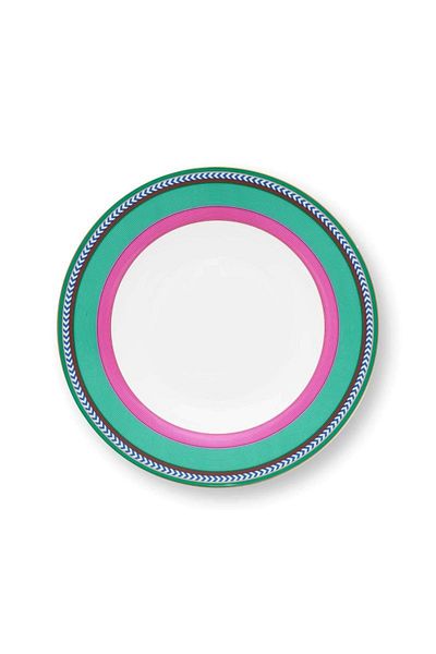 Pip Studio Porcelain deep plate, Pip Studio, 23.5cm, Stripes Pink-Green, Pip Chique collection