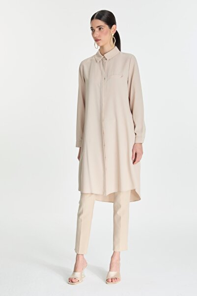 Zühre Λεπτομερής τουνίκ με κρυφό κουμπί Μπεζ T-0767