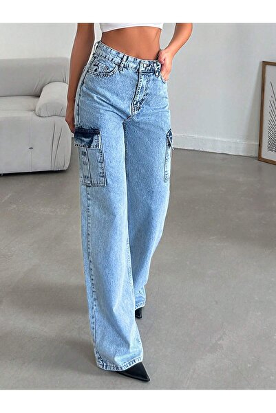 Dema Kadın %100 pamuk kargo cep pantolon