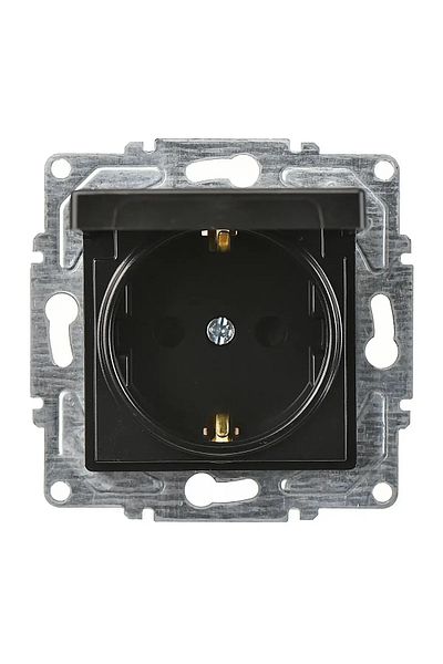 Günsan Eqona Radius Neoline Child Proof Covered Grounded Socket (with Clip), Metallic Black (Mechanism + Tu