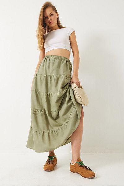 Bianco Lucci Damen Volant gefüttert Sommer locker bequem Rock 37079 60282006