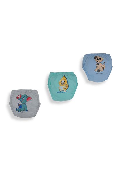 Poope's Bebelop Cotton Combination Training Pants 3-Piece Dog-elephant-chick
