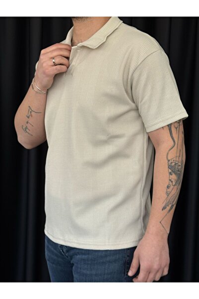 Altamira Ανδρικό μπλουζάκι με γιακά πόλο σε μπεζ κηρήθρα