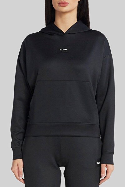 Hugo Boss Regular Fit Kapşonlu Kadın Pembe Sweatshirt Siyah