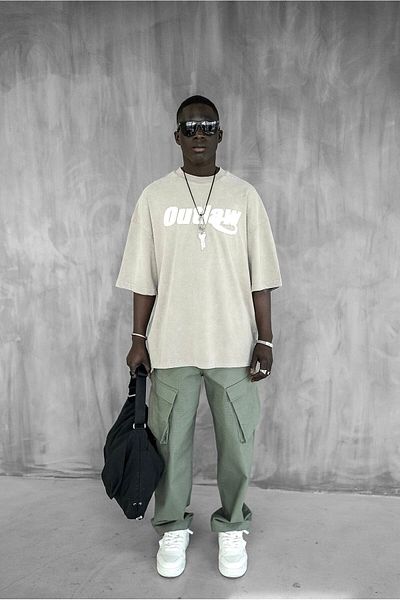 ablukaonline Ανδρικό μπλουζάκι Oversize, Ανοιχτό Μπεζ - Πλένεται και Μαλακό