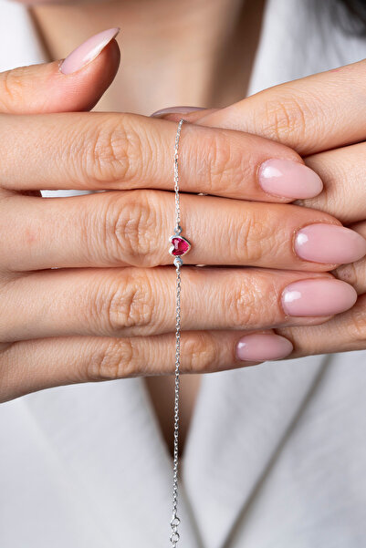 Elika Silver 925 Ayar Gümüş Zirkon Taşlı Minimal Kalp Bileklik