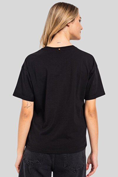 Hugo Boss Logolu Pamuklu Kadın T-shirt Siyah