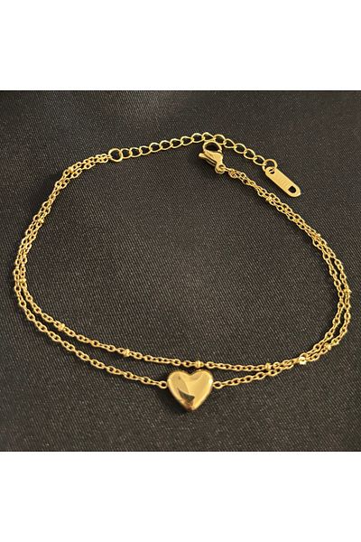 Zeyn Gold Steel Anklet with Heart