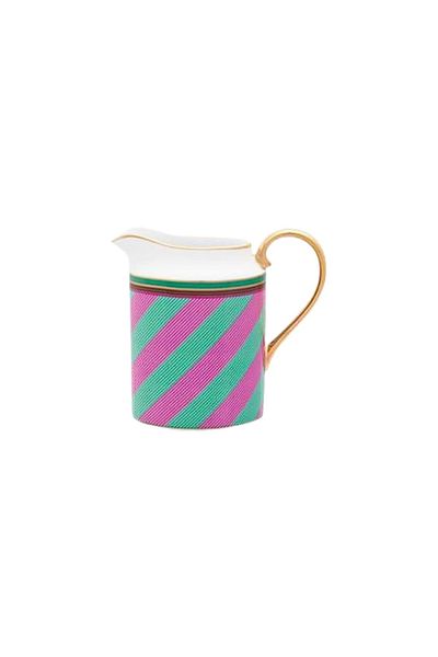 Pip Studio Latieră din porțelan, Pip Studio, Stripes Pink-Green, 260ml, colecția Pip Chique