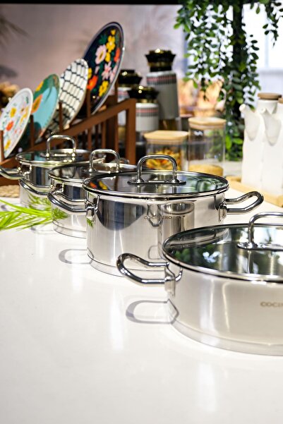COCİNERO Madrid 1097 8 Parça Silindir Çelik Tencere Seti