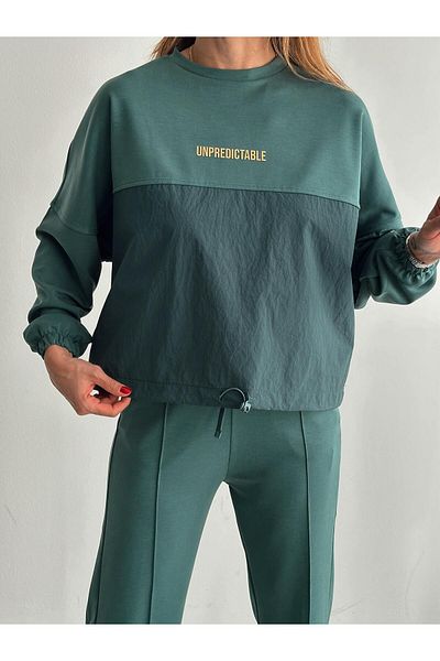 Maldia Shop Women's Parachute Detail Sweat Pants Green Modal Suit