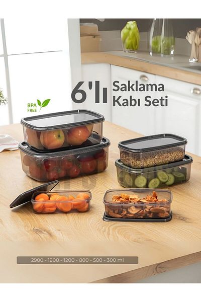 Jet's Home Set of 6 Bpa Free Food Container and Refrigerator Door