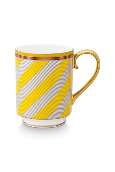 Pip Studio Porcelain mug, Pip Studio, Stripes Yellow, 350ml, Pip Chique collection
