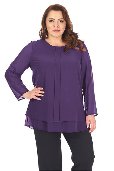 LİLAS XXL Tunica din sifon de marime mare, culoare prune inchisa