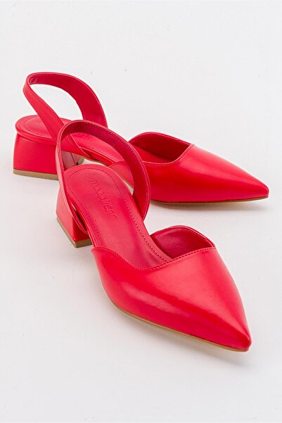 Ccway Sandale cu toc pentru femei PIELE ROȘIE