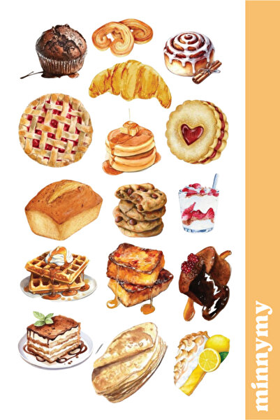 Minnymy Bakery Collection Vintage Sticker, Çıkartma, Ajanda, Günlük, Planlayı...