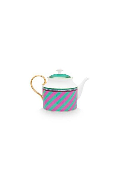 Pip Studio Porcelain teapot, Pip Studio, Stripes Pink-Green, 1.8l, Pip Chique...
