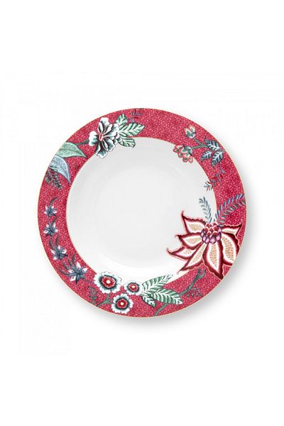 Pip Studio Porcelain Deep Plate, , Pink, 21.5cm, Flower Festival Collection