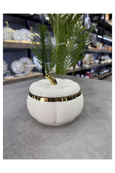 ACAR Porcelain Luxury Pumpkin with White Lid Large 13 cm