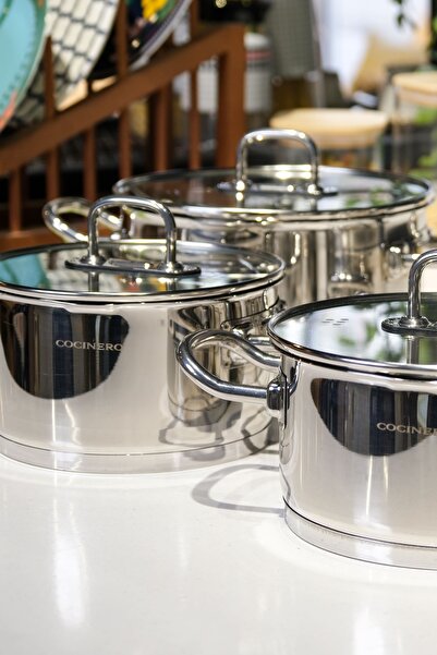 COCİNERO Madrid 1097 8 Parça Silindir Çelik Tencere Seti