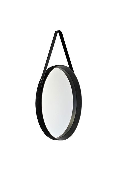 BM GİFT DESİGN Wall mirror, round frame, with eco-leather hanger, 51cm