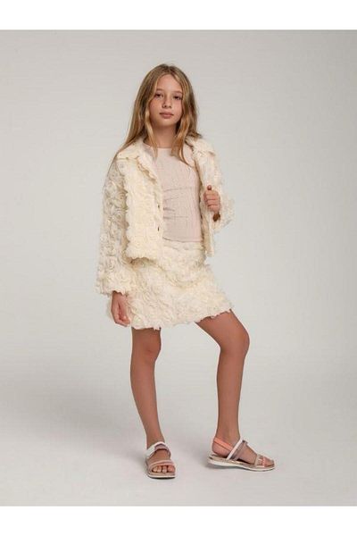 Zekids Girl's Embossed Floral Tulle Design Skirt Suit