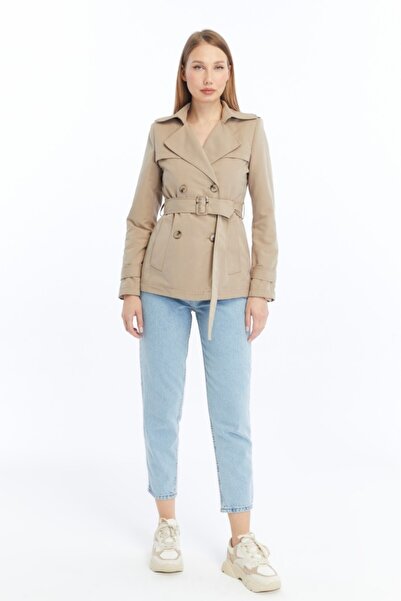 Jamila Crop Mevsimlik Kadın Trençkot