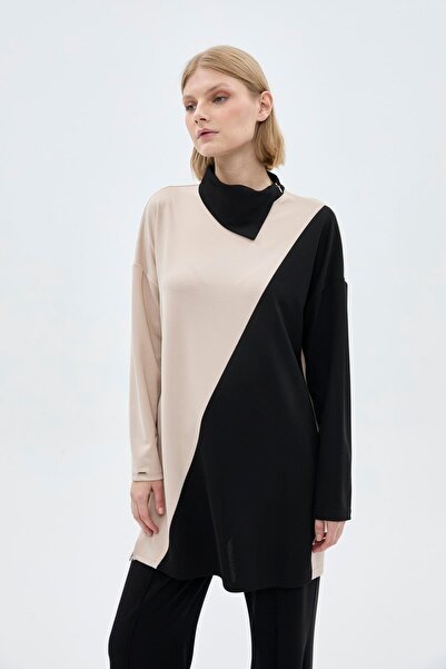 Zühre Shawl Collar Color Block Black Double Suit Tk-1358