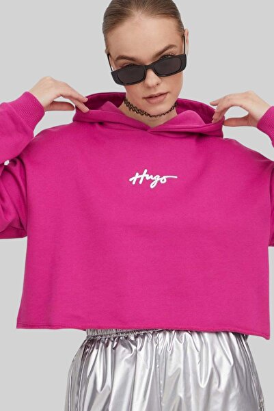 Hugo Boss Regular Fit Kapşonlu Kadın Sweatshirt Pembe
