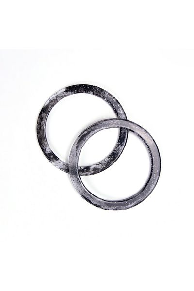 Sultan Acrylic Round Bag Handle - 2 Pieces Black-Silvery