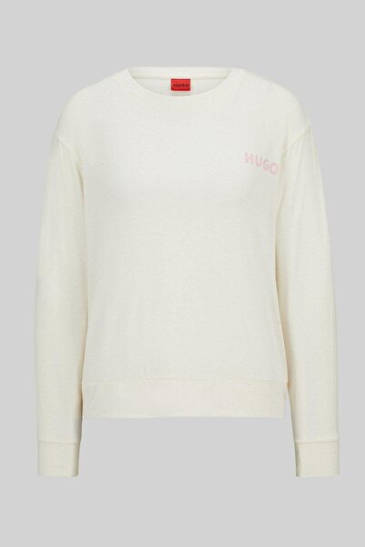 Hugo Boss Bisiklet Yaka Uzun Kol Kadın T-shirt Beyaz