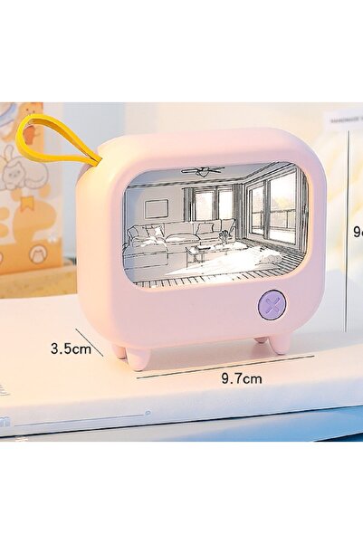 Livava Televizyon Led Masa Lambası, Pembe, 10x8