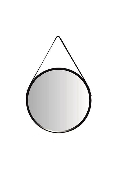 BM GİFT DESİGN Wall mirror, round frame, with eco-leather hanger, 51cm