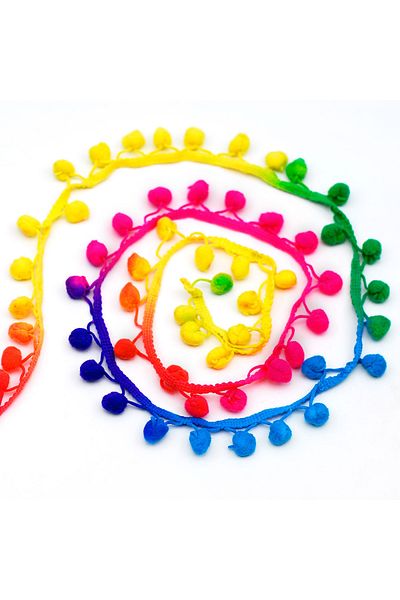 Bimotif Πολύχρωμη κορδέλα Pompom, Μπάλα (20 ΜΕΤΡΑ)