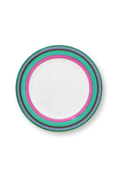 Pip Studio Farfurie din porțelan, Pip Studio, Stripes Pink-Green, 23cm, colecția Pip Chique