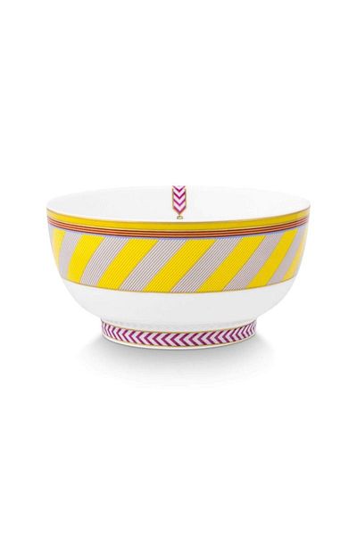 Pip Studio Bol din porțelan, Pip Studio, Stripes Yellow, 20.5cm, colecția Pip Chique