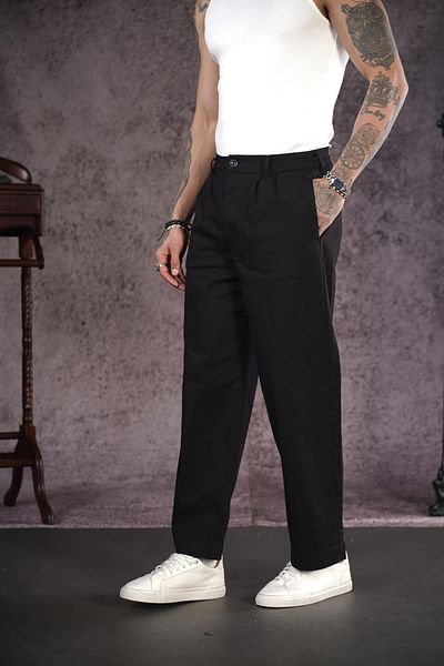 Butik Trend We Relaxed Cut Pleated Loose Leg Men's Gabardine Trousers