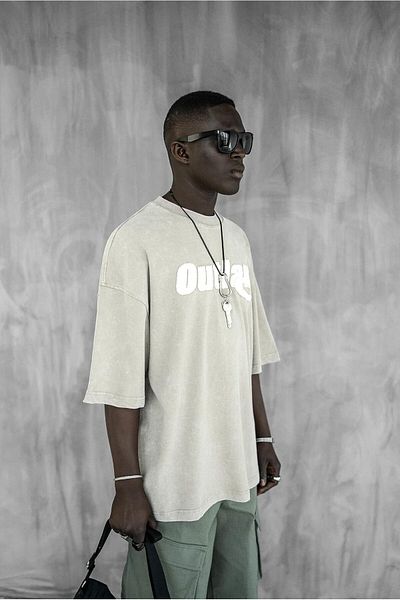 ablukaonline Ανδρικό μπλουζάκι Oversize, Ανοιχτό Μπεζ - Πλένεται και Μαλακό