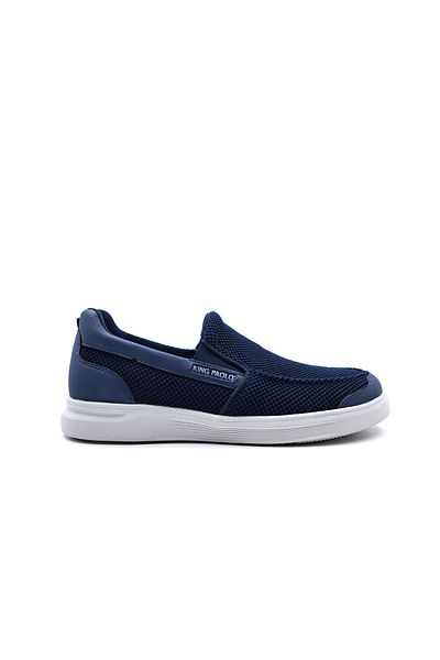 KİNG PAOLO Memory Foam Men's Textile Navy Blue Laceless Loafer Shoes