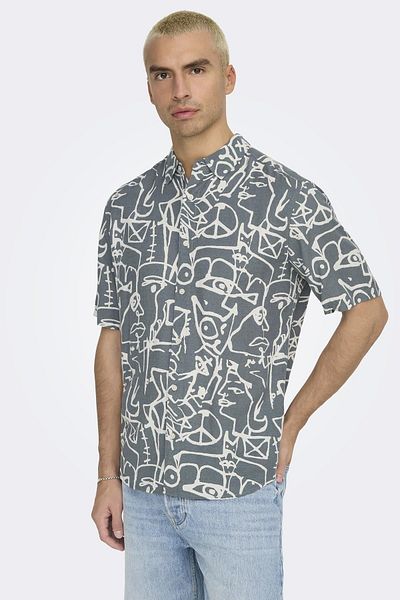 Only & Sons ΜΠΛΟΥΖΑ ONSBUD LIFE SS SLIM AOP VISC/LIN