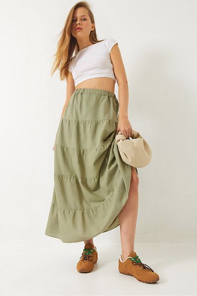 Bianco Lucci Damen Volant gefüttert Sommer locker bequem Rock 37079 60282006