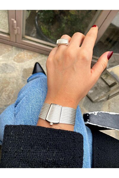 bestmysilver Kadın Gümüş Trabzon Sıra Hasır Bileklik ve Yüzük