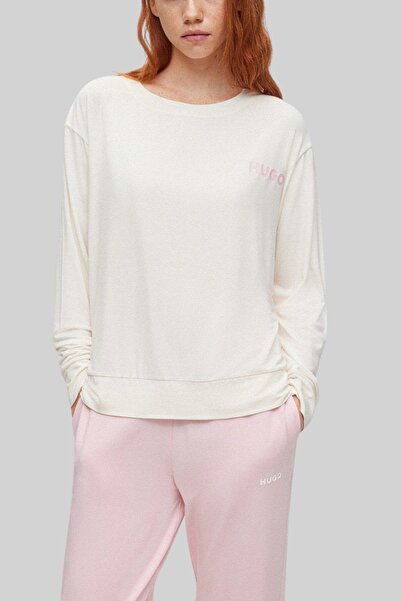 Hugo Boss Bisiklet Yaka Uzun Kol Kadın T-shirt Beyaz