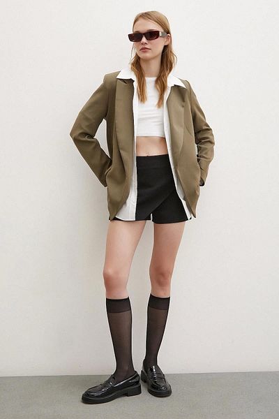 TENA Women's Mink Sleeve Folded Blazer Polyviscon Jacket