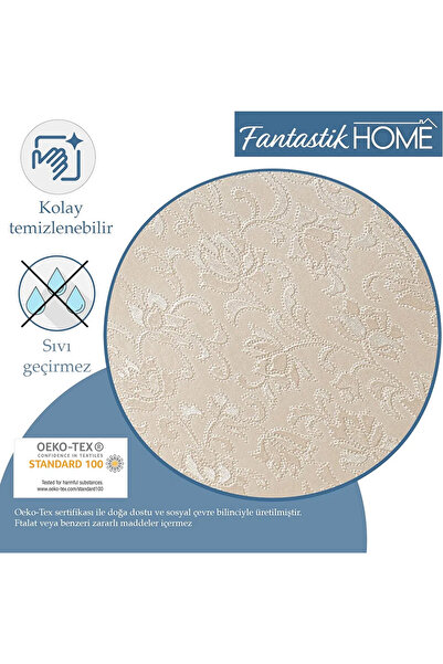 Blue Home Fantastic Fiber Lined Pvc Table Cloth Easy to Clean, Wipeable, Stain Resistant Cream (Erkru)