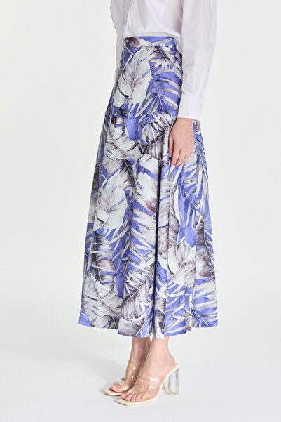 Zühre Yaprak Desenli Uzun Mor Etek ETK-0150