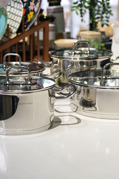 COCİNERO Madrid 1097 8 Parça Silindir Çelik Tencere Seti