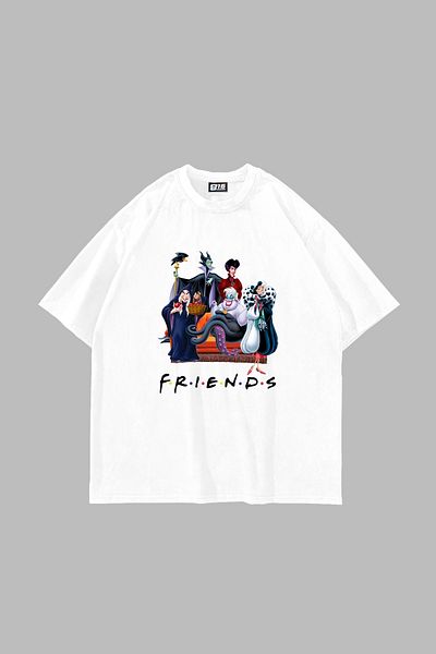 Sekizbiraltı Friends Printed Oversize Unisex White Tshirt