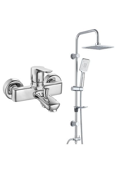 Eca Luna Bathroom Faucet T-May Bathroom Belen Square Head Shower Set Set Stainless Chrome